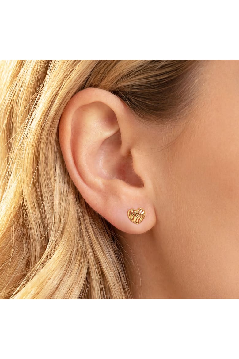 Scribble Heart Stud Earrings, Alternate, color, Yellow Gold