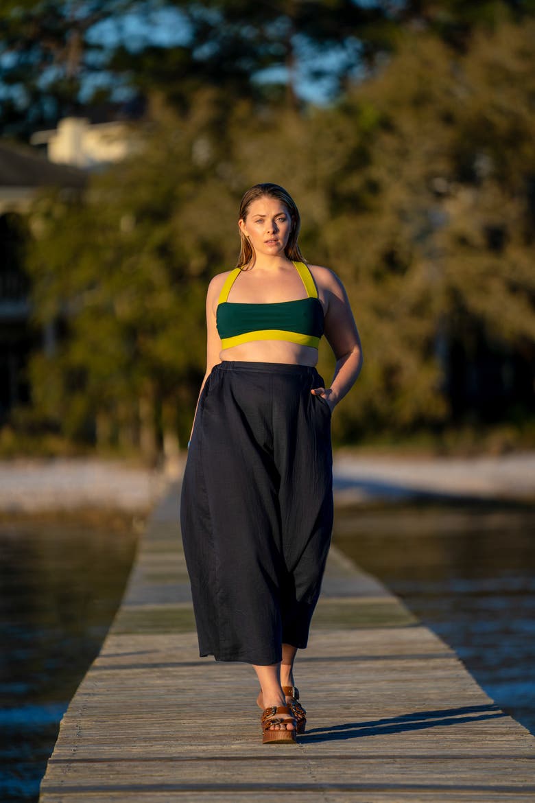 The Gauze Wide Leg Pant, Alternate, color, Navy