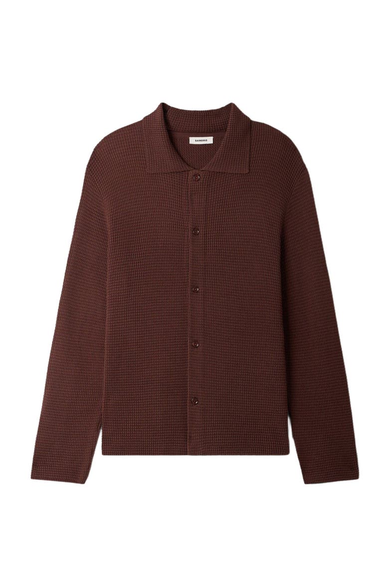 Waffle-knit shirt, Alternate, color, Chocolate