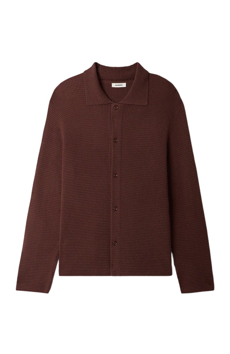 SANDRO Waffle-knit shirt, Alternate, color, Chocolate