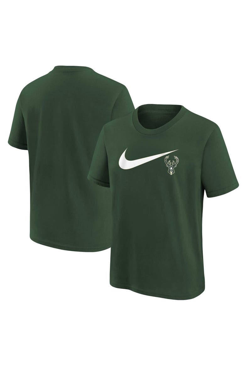 Youth Nike Hunter Green Milwaukee Bucks Swoosh T-Shirt, Main, color, Hunter Green