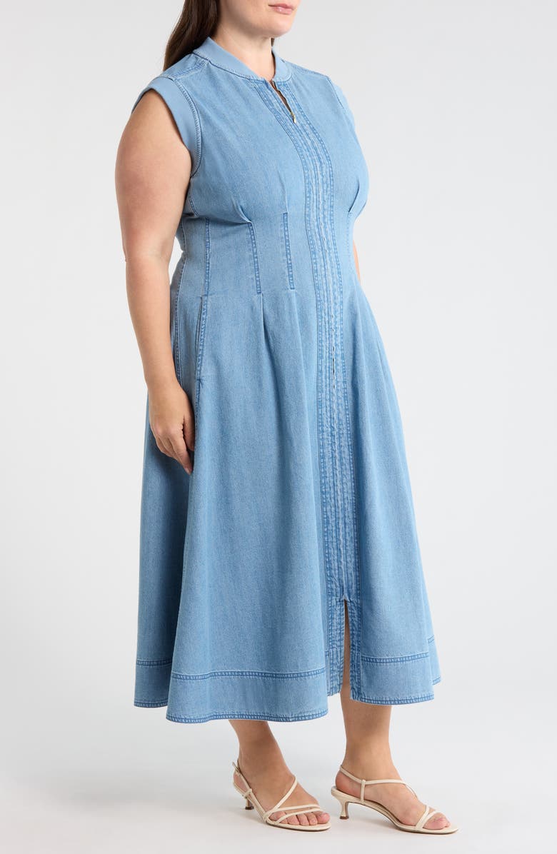 Wit & Wisdom Pintuck Denim Midi Dress, Alternate, color, Light Blue
