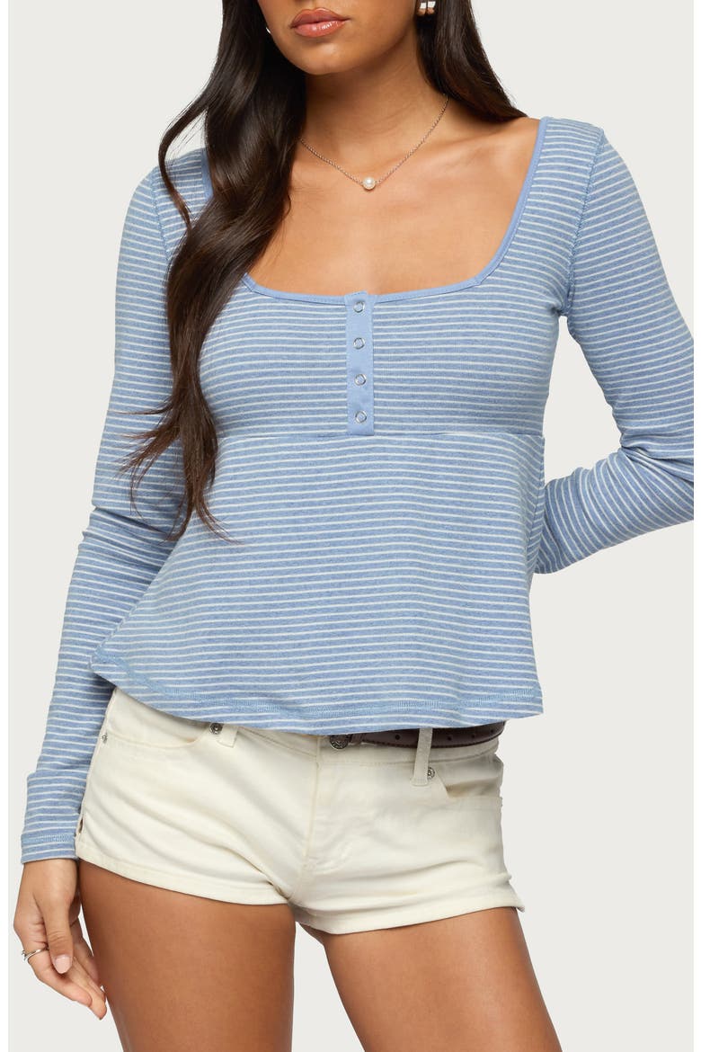 Sare Stripe Knit Babydoll Top, Main, color, LIGHT-BLUE