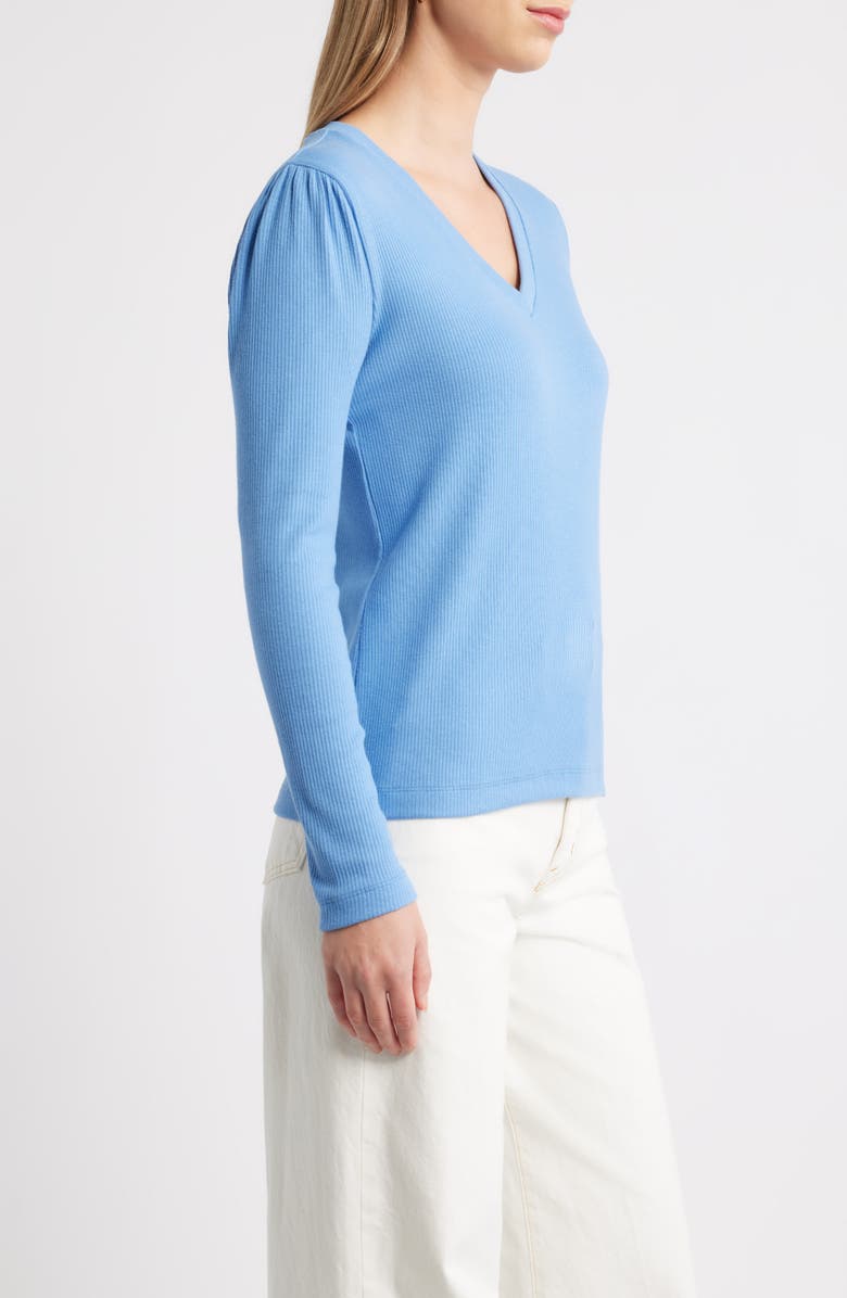 Caslon<sup>®</sup> Long Sleeve Rib T-Shirt, Alternate, color, Blue Sweep