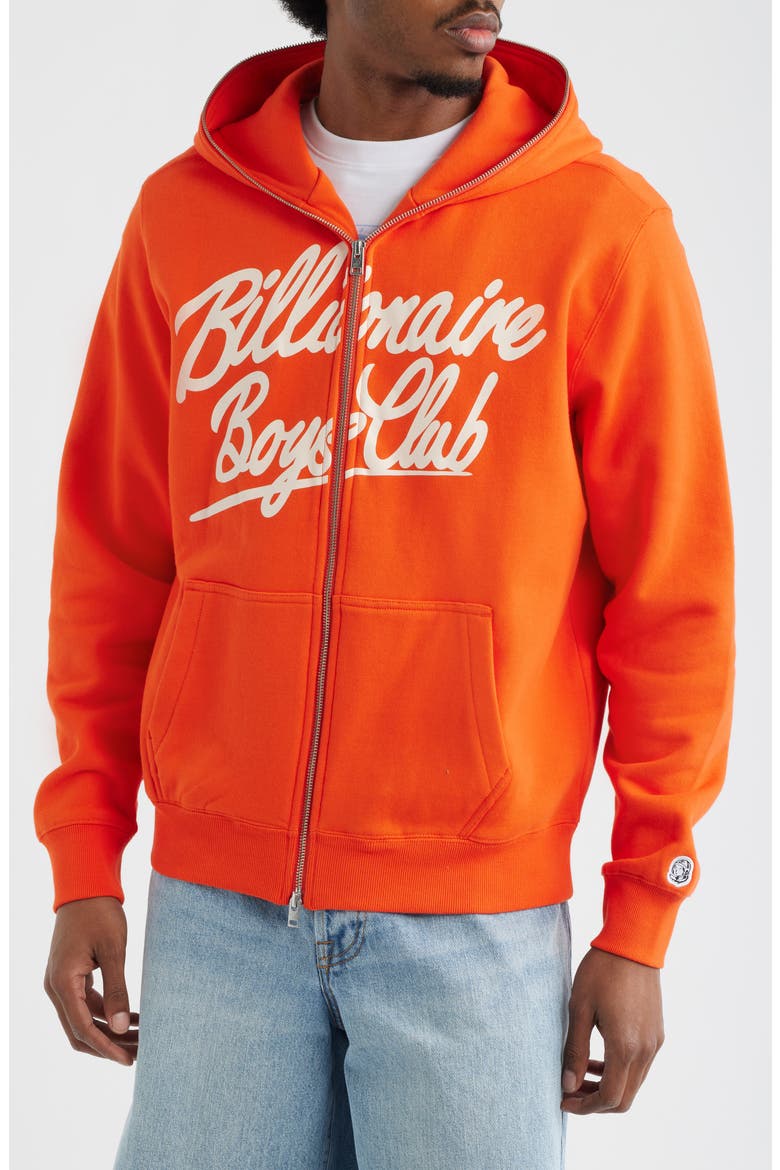 Script Logo Cotton Fleece Hoodie, Alternate, color, TANGERINE LILY