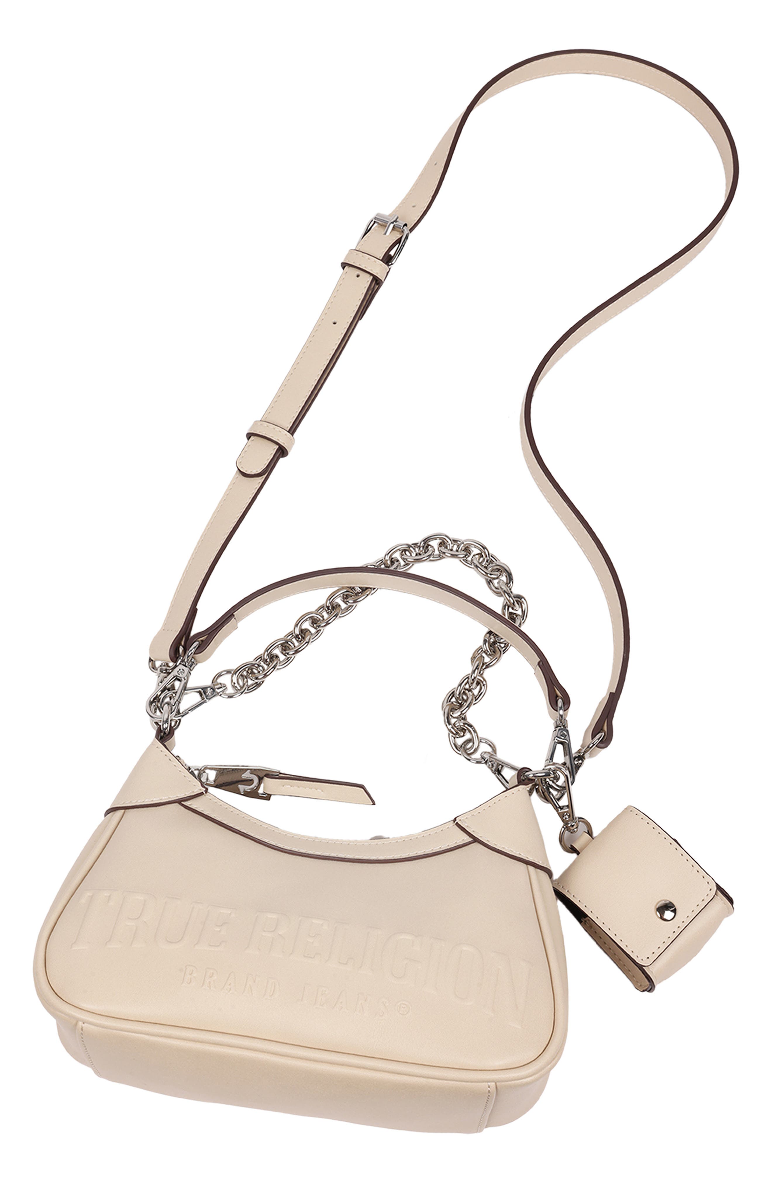 True Religion Punto Logo Zip Shoulder Bag, Alternate, color, 