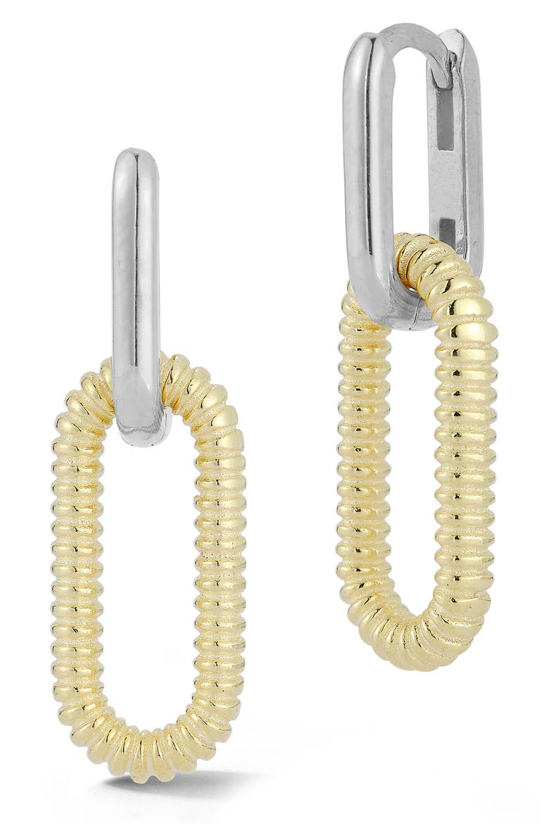 Two-Tone Link Drop Earrings, Main, color, MULTI