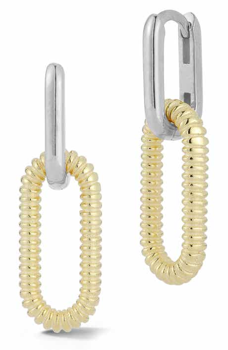 Two-Tone Link Drop Earrings