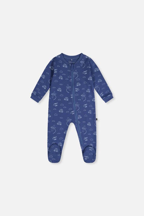 Transport Organic Cotton Front Zipper Footed One Piece Pajama