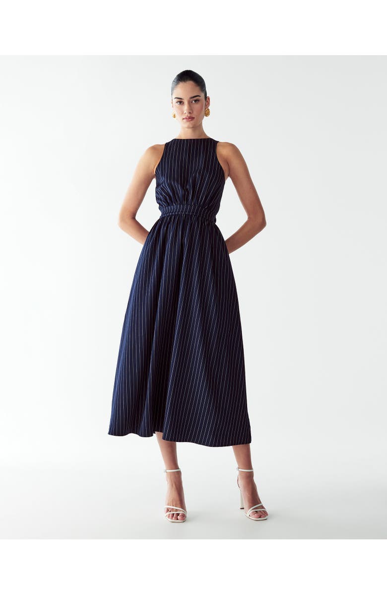 WILLA Liliana Dress, Main, color, Navy Pinstripe