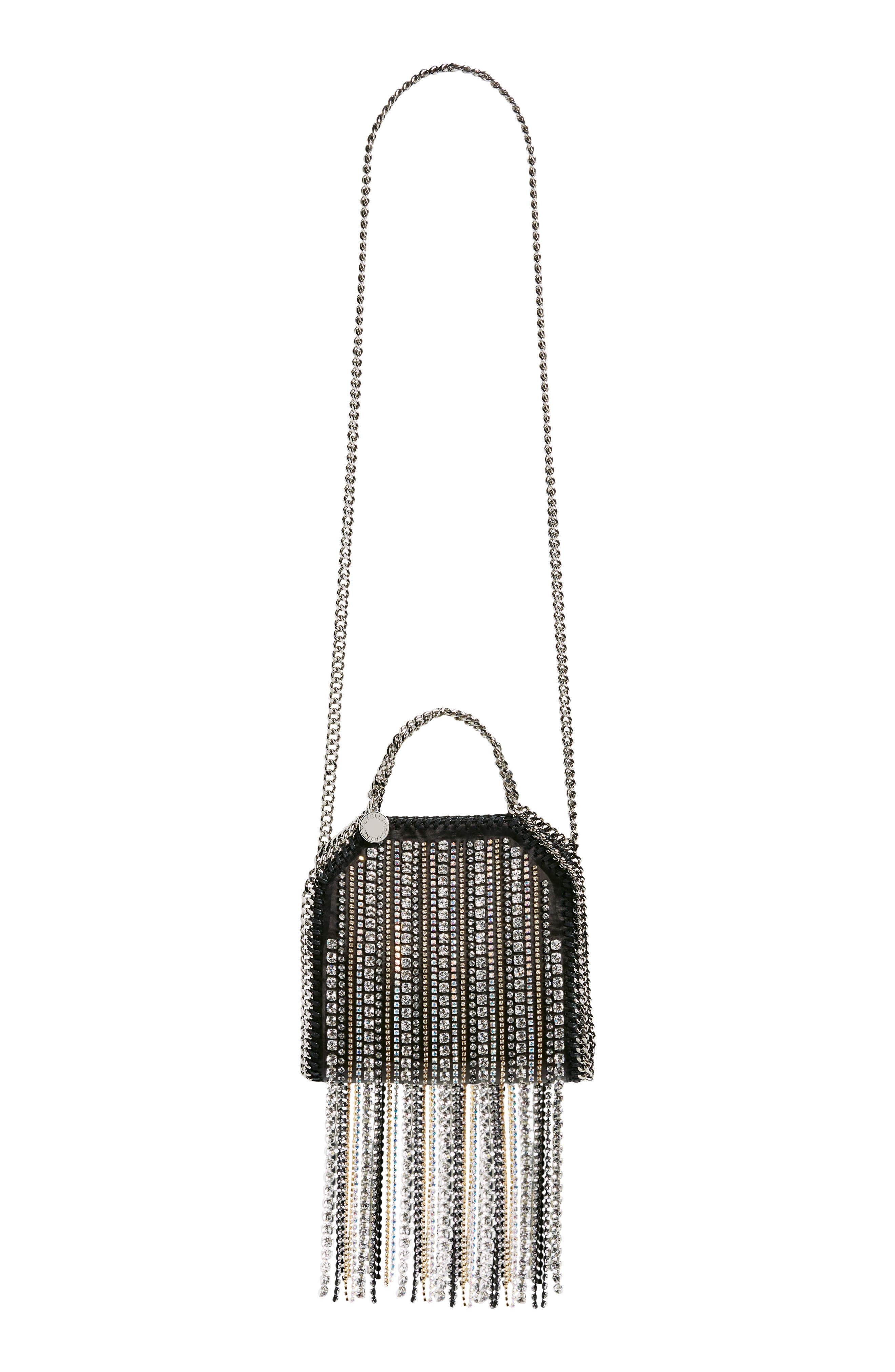 Tiny Falabella Crystal Fringe Tote, Alternate, color, 1000 BLACK