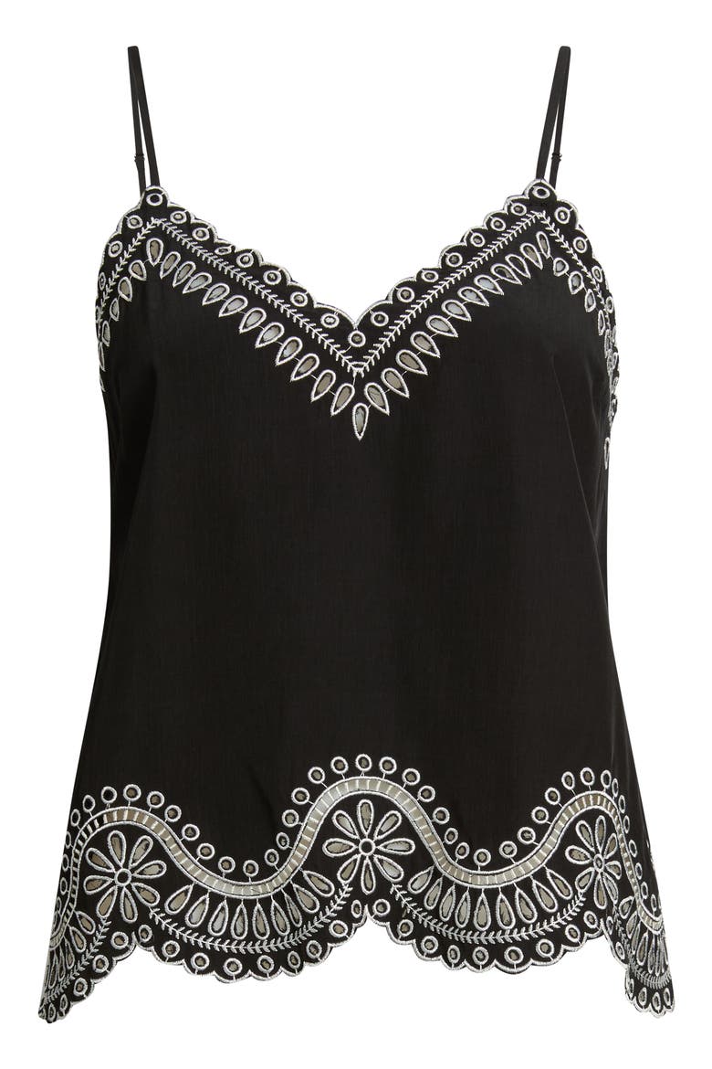 Isaly Eyelet Embroidered Camisole, Main, color, BLACK