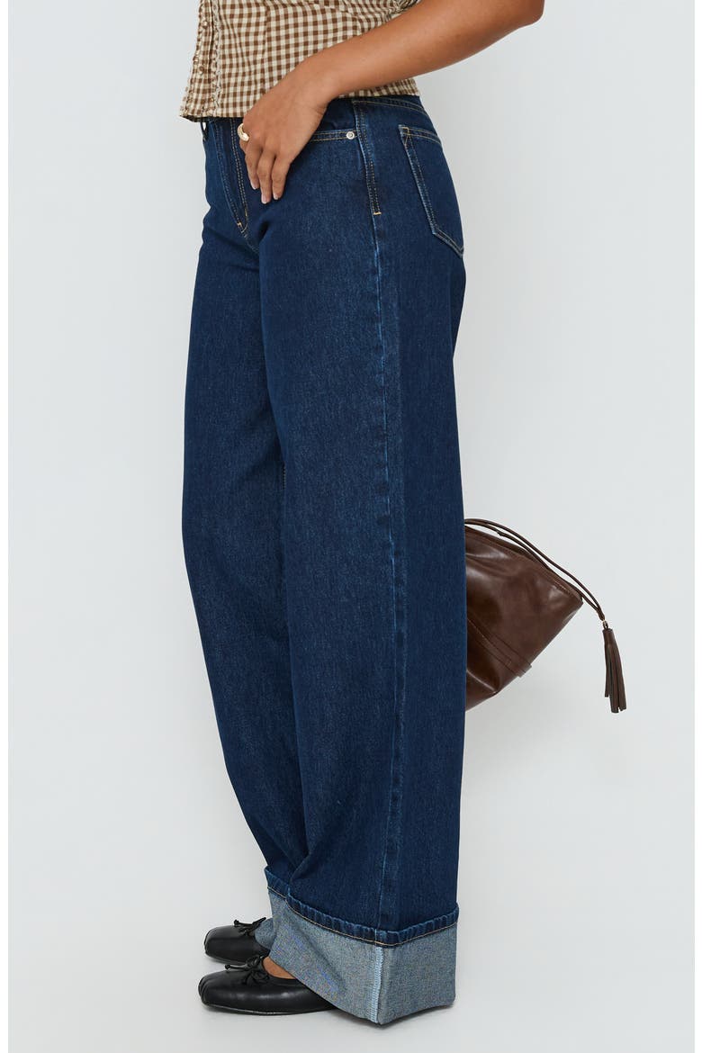 Darla Low Rise Straight Leg Cuffed Jeans, Alternate, color, DARK BLUE WASH