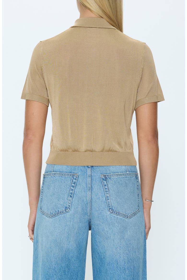 Lucca Short Sleeve Button-Up Knit Top, Alternate, color, WHEAT