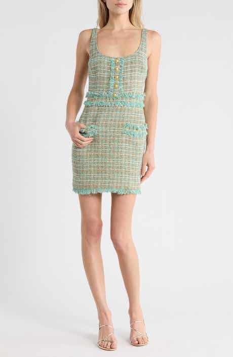 L'AGENCE Valli Square Neck Sleeveless Tweed Minidress