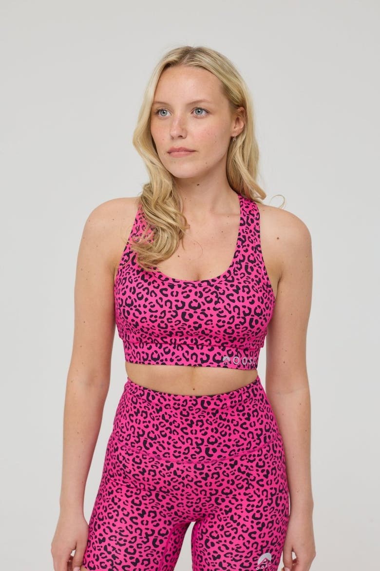 High Support Elite Crossback Sports Bra - Pink Leopard, Main, color, Pink Leopard