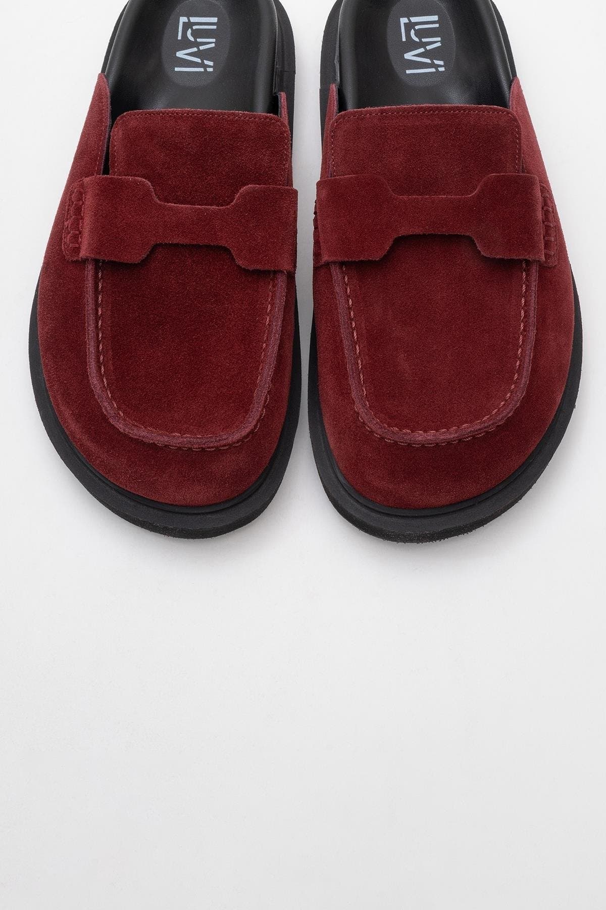 Laven Suede Leather Clogs, Alternate, color, Burgundy Suede Leather
