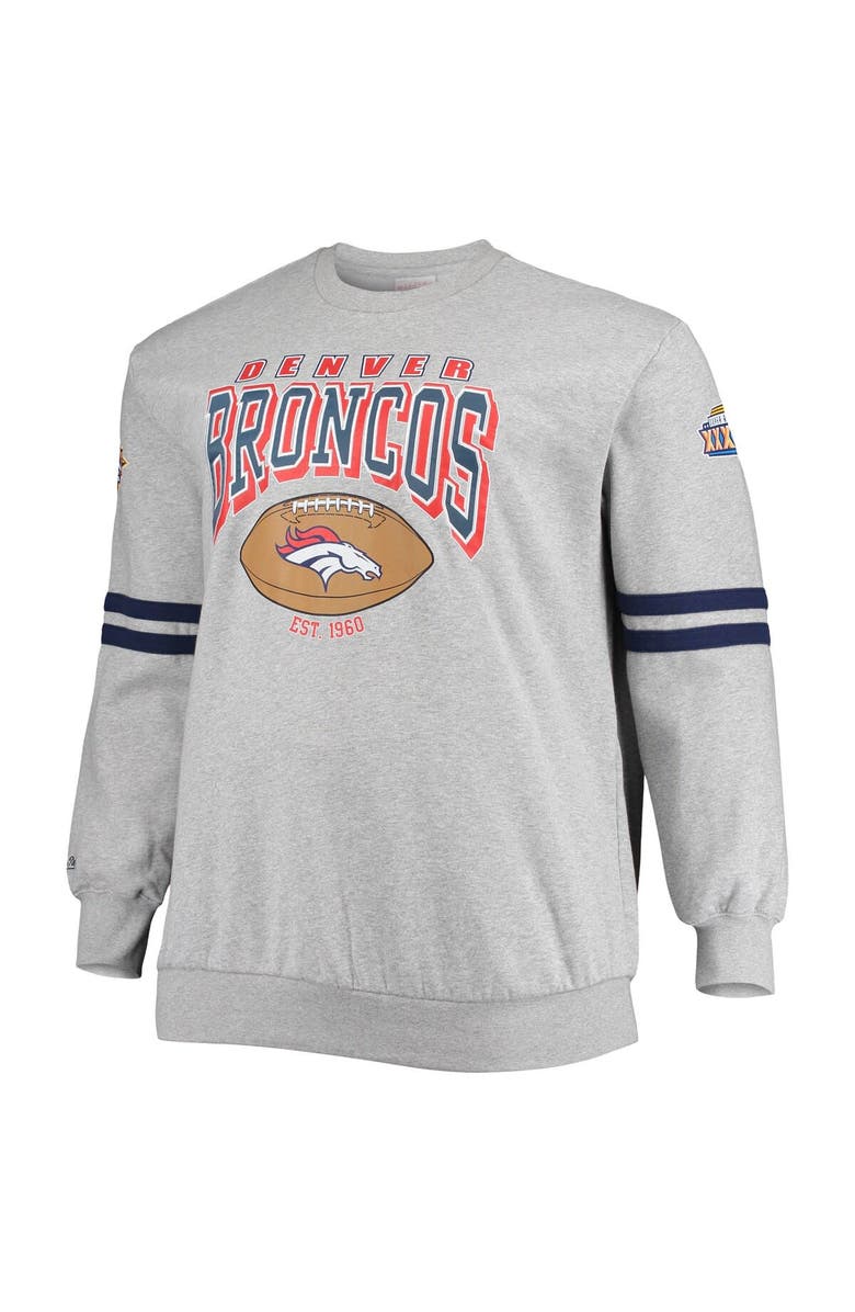 Mitchell & Ness Men's Mitchell & Ness Heathered Gray Denver Broncos Big & Tall Allover Print Pullover Sweatshirt, Alternate, color,