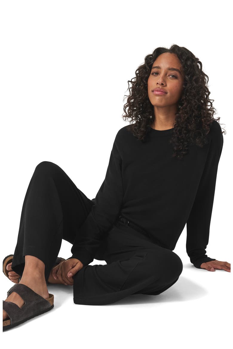 Supersoft Crop Wide Leg Pants, Alternate, color, BLACK