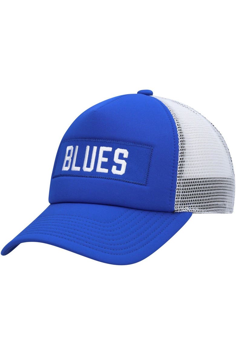 Men's adidas Blue/White St. Louis Blues Team Plate Trucker Snapback Hat, Main, color, Blue
