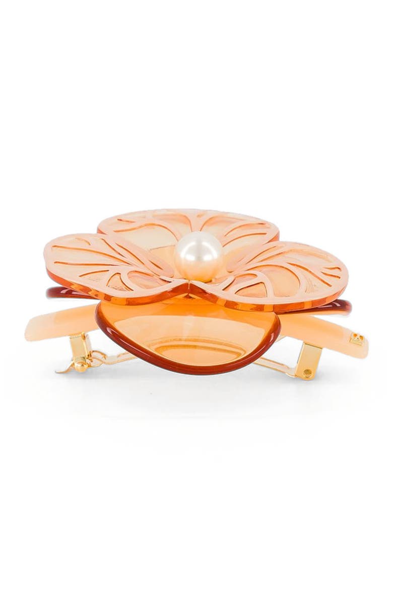 Boheme camelia acetate hair barette, Alternate, color, Peach