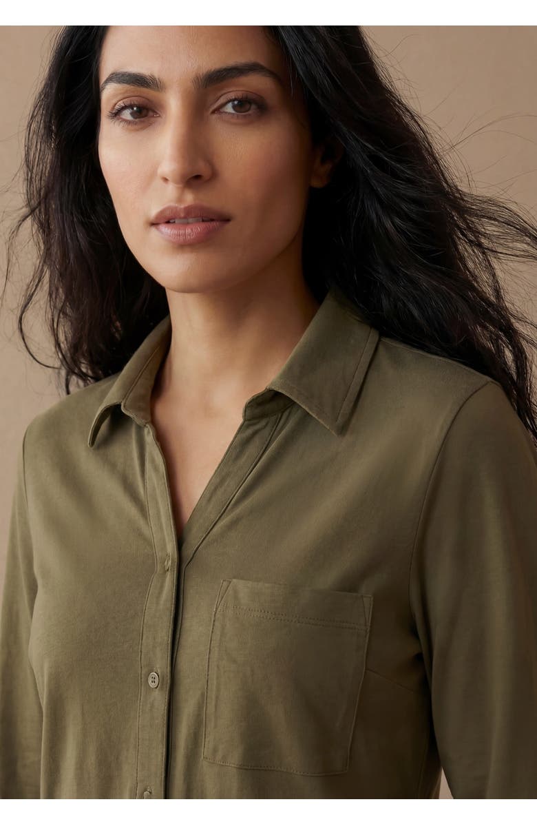 Jessica London Collar Roll Tab Top, Alternate, color, Dark Olive Green