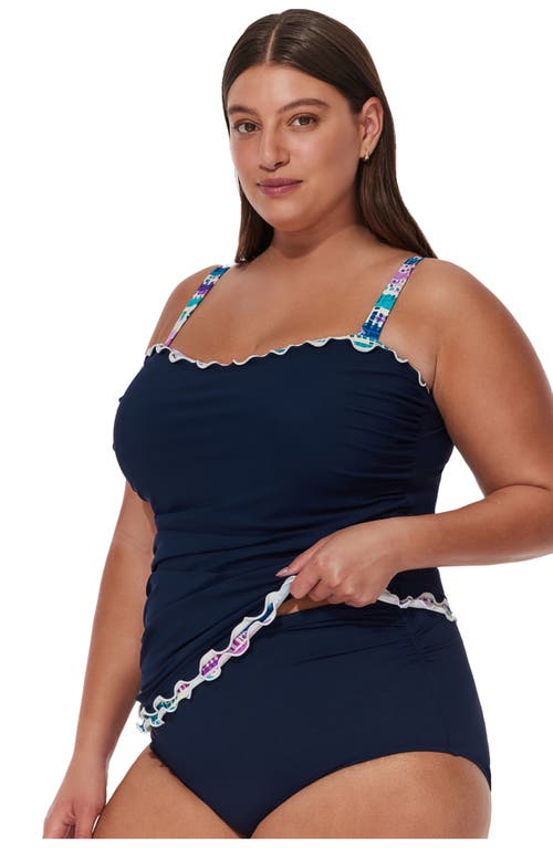 Gottex Canva Plus Size Shirred Underwire Tankini Top In Blue