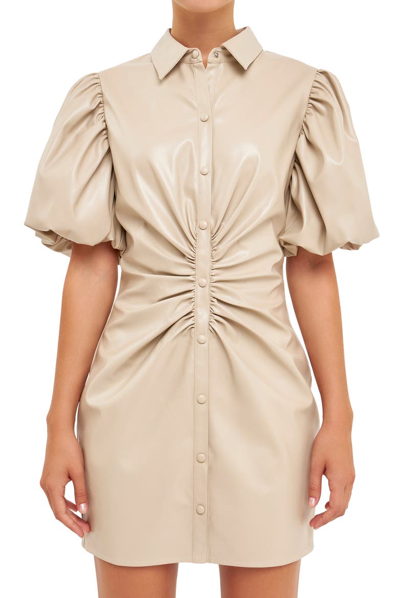 Faux Leather Minidress, Alternate, color, TAUPE