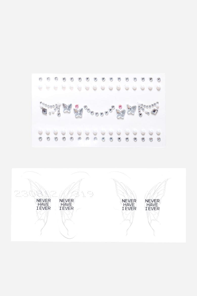 Whimsical Wings Face Adornments, Alternate, color, White