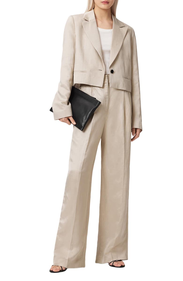 AllSaints Helena Pleated Pants, Alternate, color, Stone