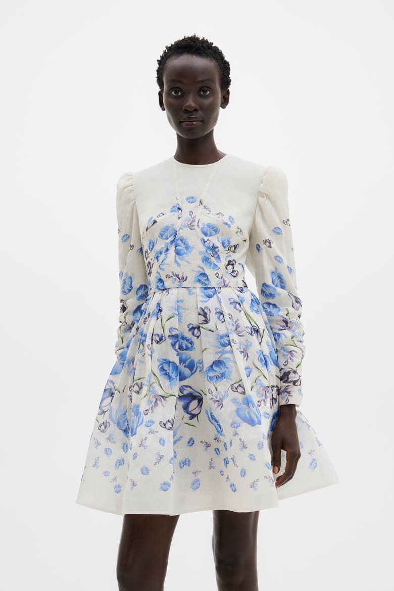 Leoni Silk Blend Mini Dress, Main, color, Tulip Blue