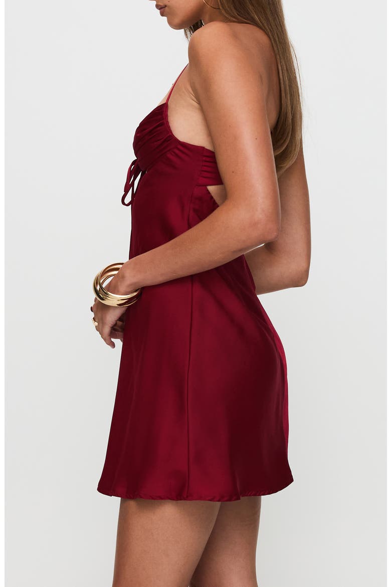 Glendon Satin Minidress, Alternate, color, BURGUNDY