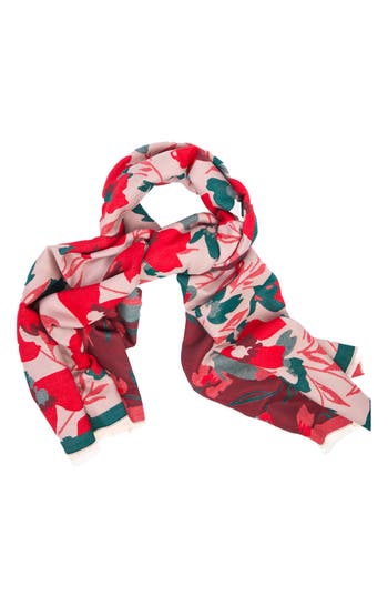 Saachi Floral Reversible Scarf In Beige
