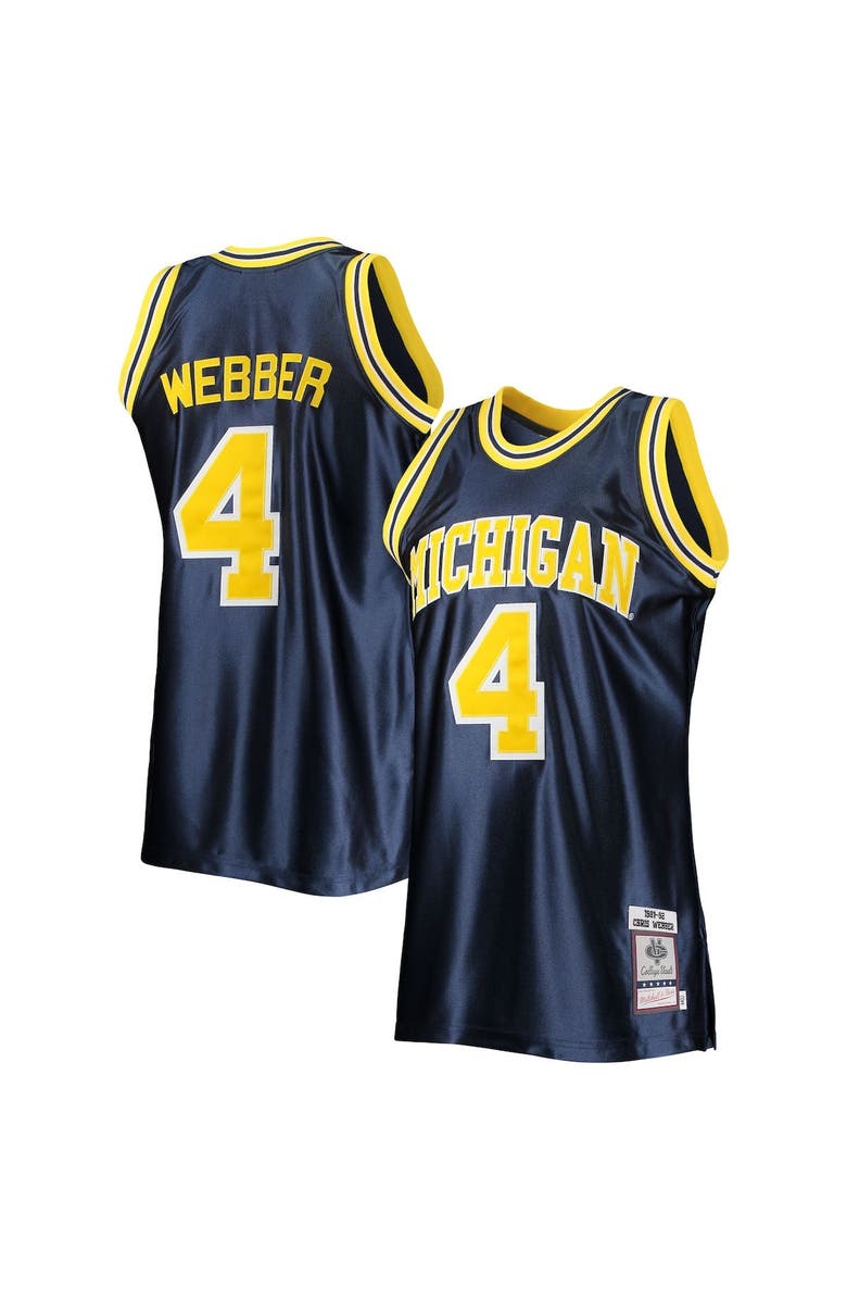 Mitchell & Ness Men's Mitchell & Ness Chris Webber Navy Michigan Wolverines 1991/92 Authentic Throwback College Jersey, Main, color, 