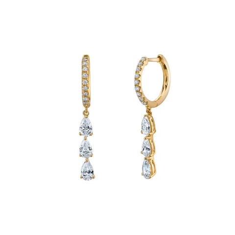 Tear drops dangling huggie earrings