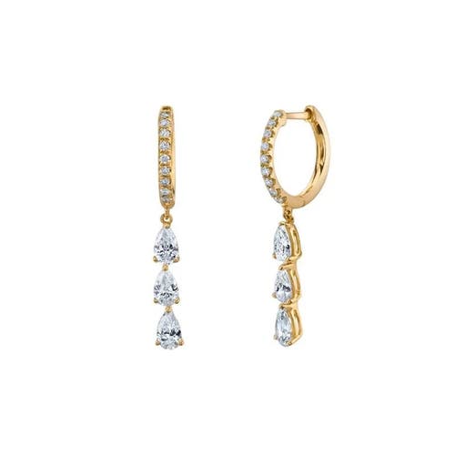 Gemma Azzurro Tear Drops Dangling Huggie Earrings In Gold