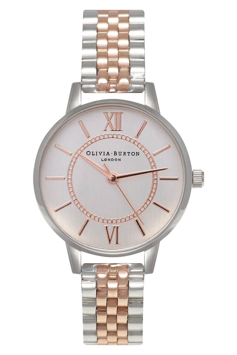 Wonderland Bracelet Watch, 30mm, Main, color, ROSE GOLD/ SILVER