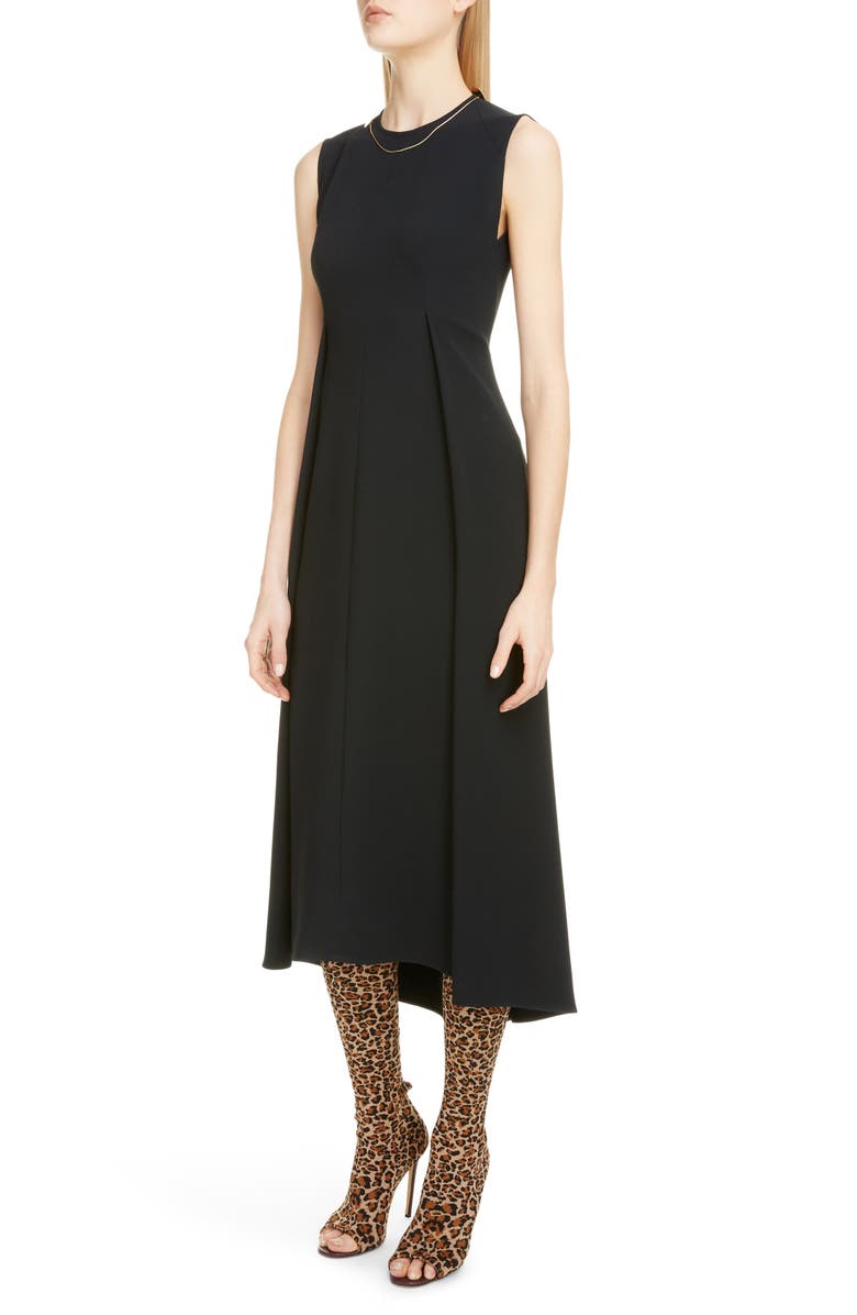Victoria Beckham Chain Detail Pleated Cady Midi Dress, Alternate, color, 