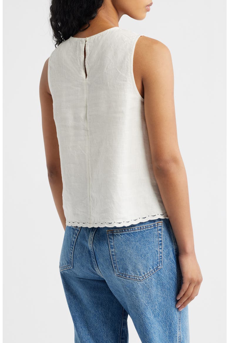 Lace Trim Pleated Linen Shell Top, Alternate, color, IVORY LINEN