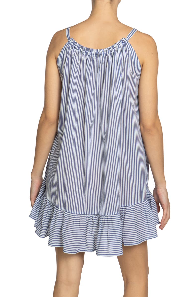 Robin Piccone Harper Stripe Ruffle Hem Cover-Up Dress, Alternate, color, 
