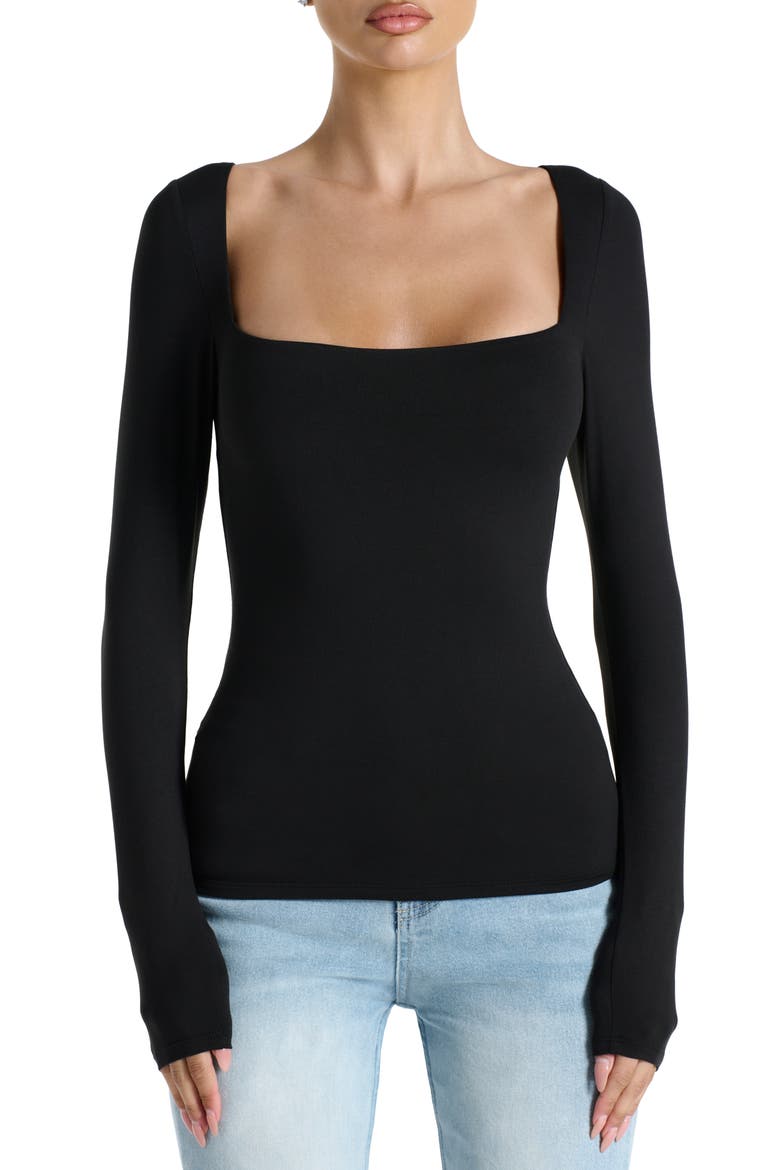 Bare Square Neck Top, Main, color, BLACK