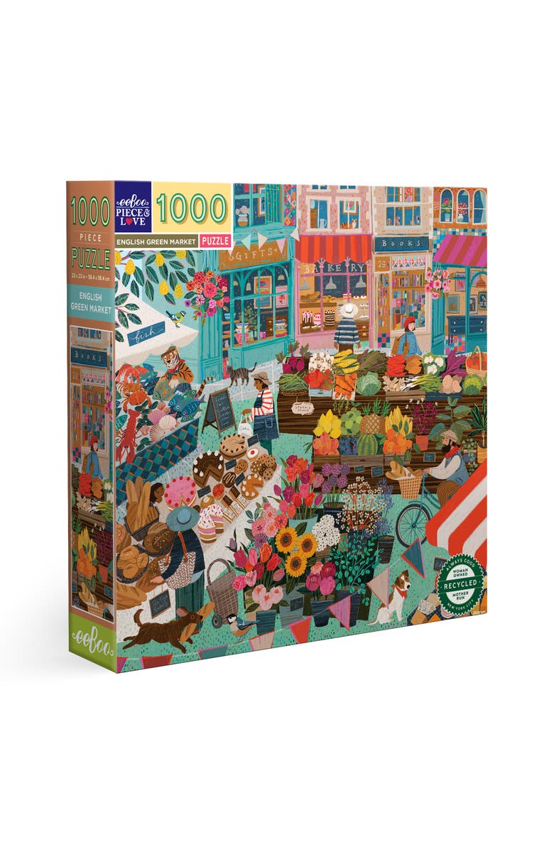 ZZDNU eeBoo Piece & Love eeBoo Piece & Love English Green Market Puzzle, 1000 Pieces, Main, color, 