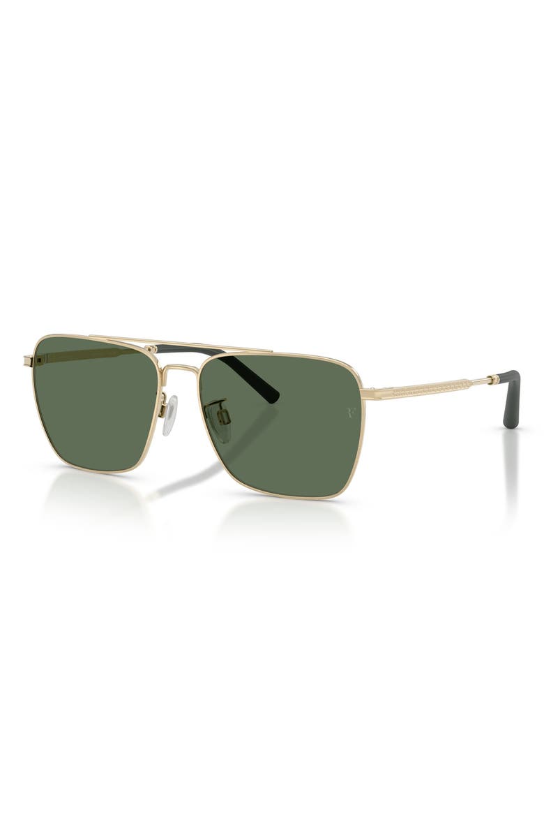 Oliver Peoples x Roger Federer R-15 Polarized 56mm Square Sunglasses, Alternate, color, Brushed Gold / Polar
