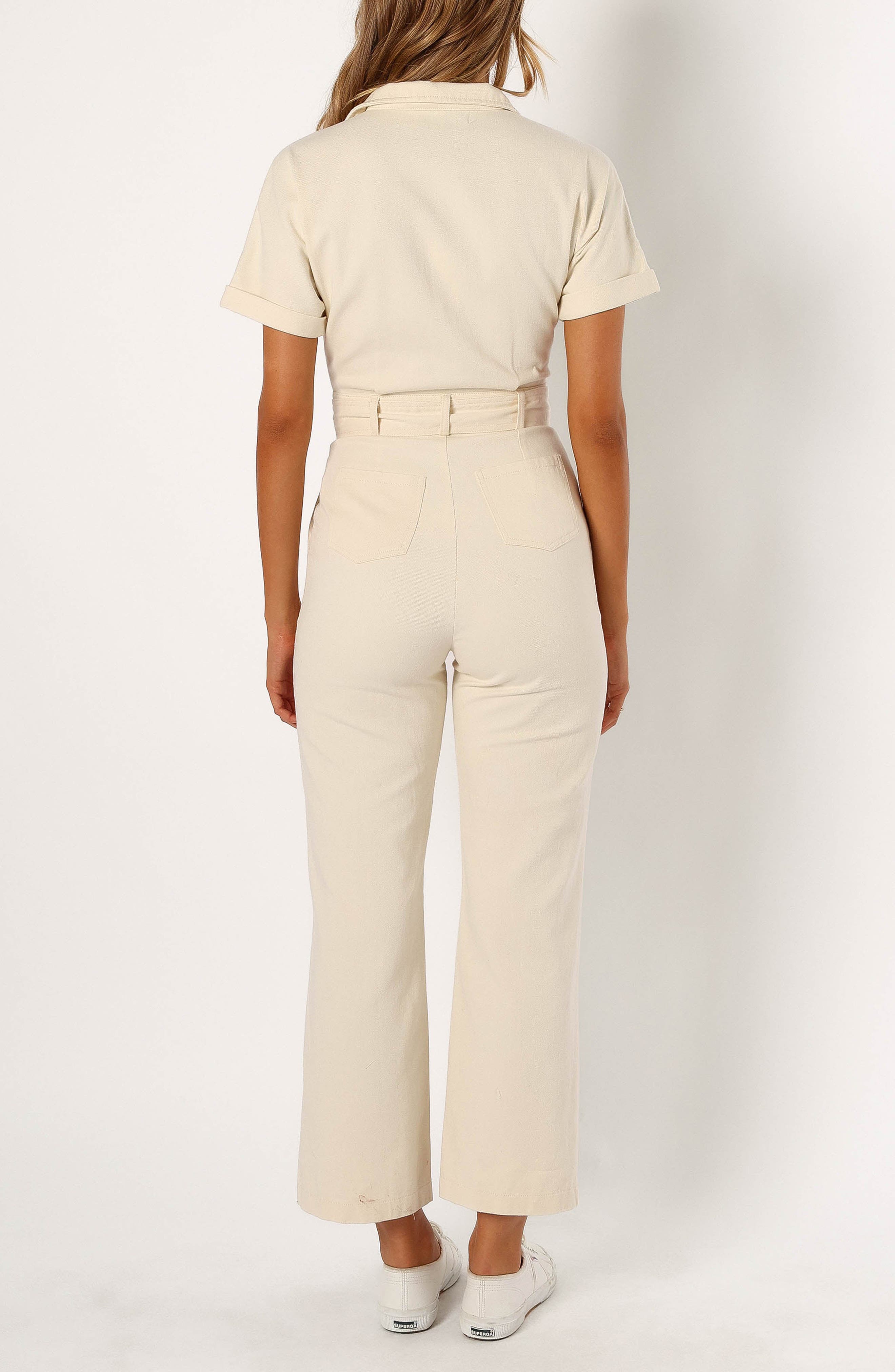 Demi Tie Waist Straight Leg Twill Jumpsuit - image 2