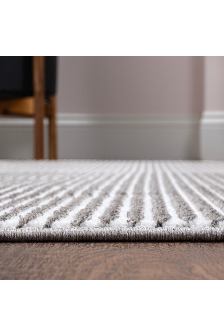 Cole Modern Minimalist Pinstripe High-Low Area Rug, Alternate, color, Dark Silver/White
