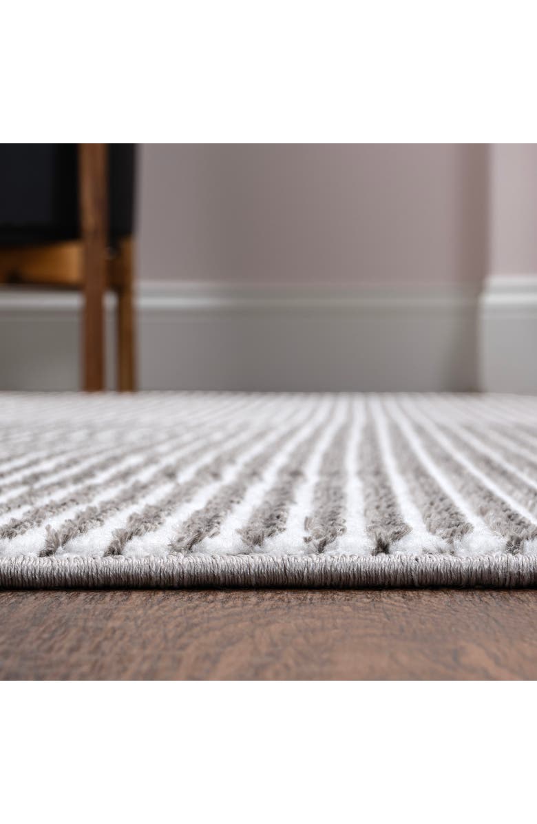 JONATHAN Y Cole Modern Minimalist Pinstripe High-Low Area Rug, Alternate, color, Dark Silver/White