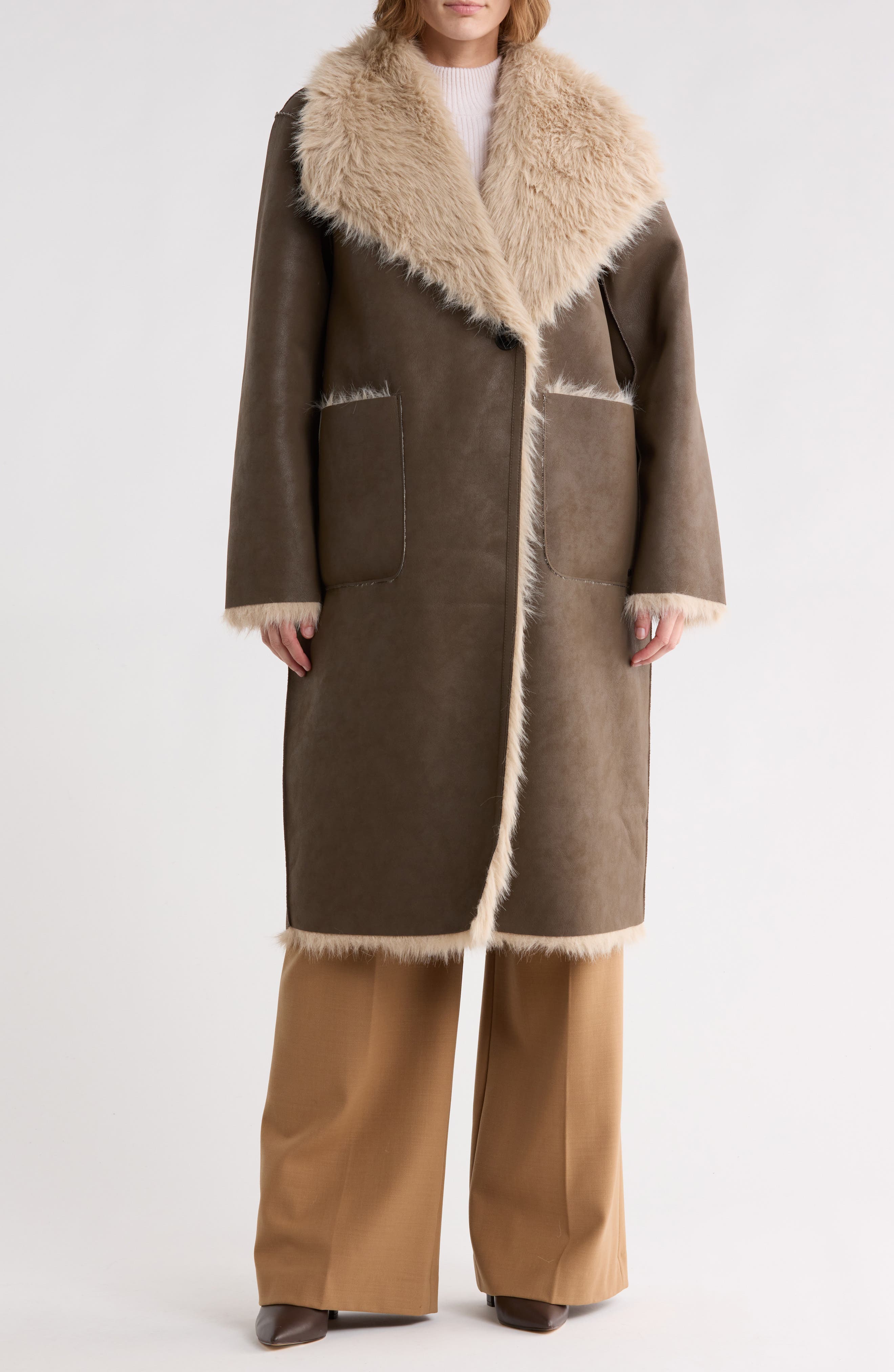 Padma Reversible Faux Leather & Faux Fur Coat