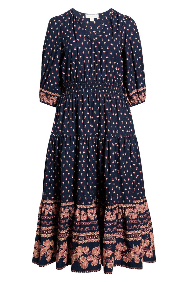 Floral Cotton Maxi Dress, Alternate, color, NAVY ROSE MIXED