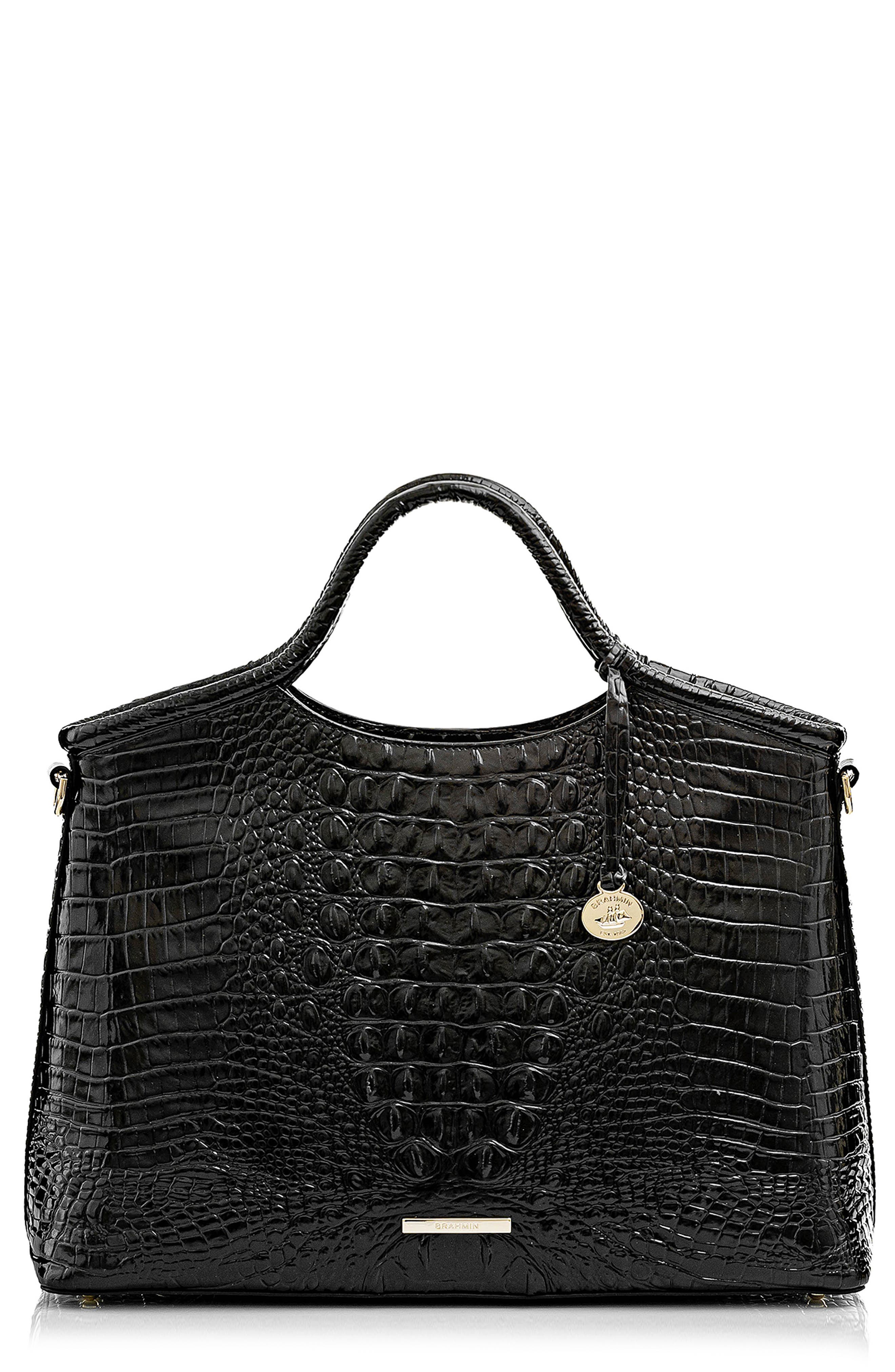 Brahmin Elaine Croc Embossed Leather Satchel, Main, color, 