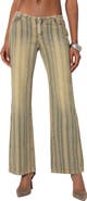 EDIKTED Eternity Pinstripe Low Rise Flare Jeans